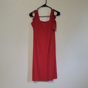 Calvin Klein Red Sleeveless Square-Neck Midi Dress